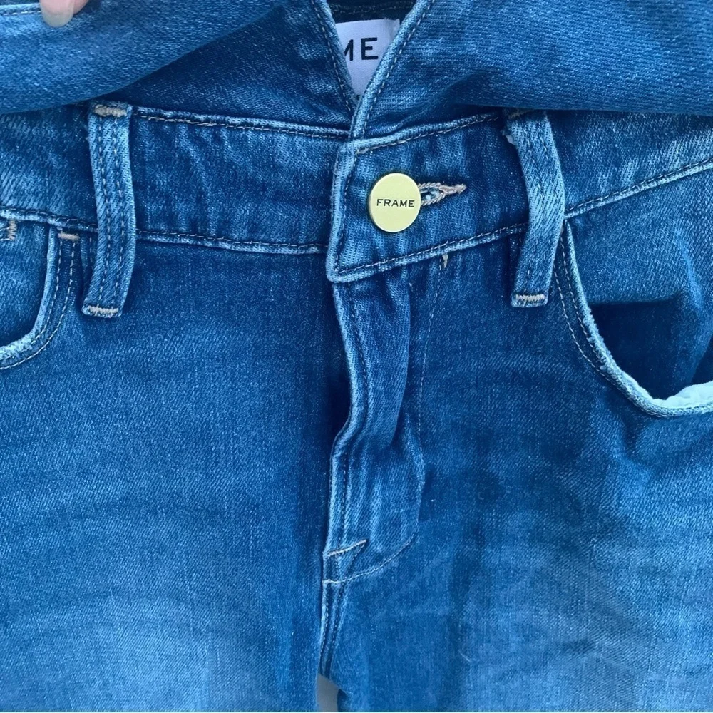 Frame Denim Le High Straight Jeans Fold Over Waist Size 27